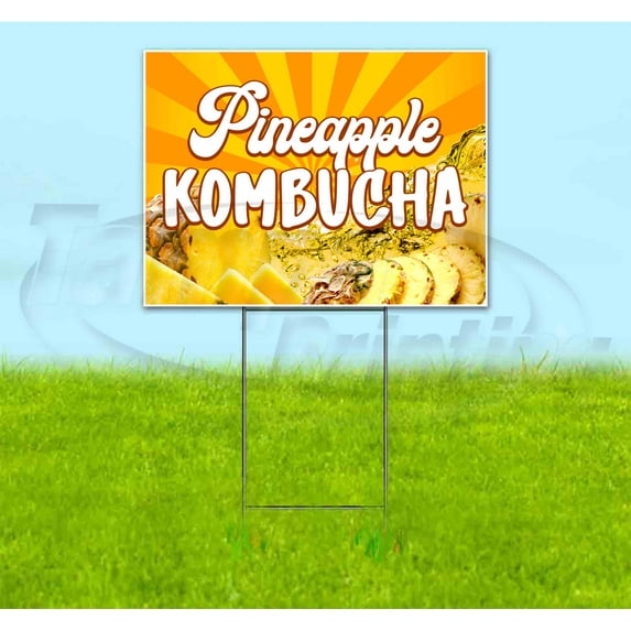 Pineapp Kombucha (18"" X 24"") Yard Sign, Includes Metal Step Stake