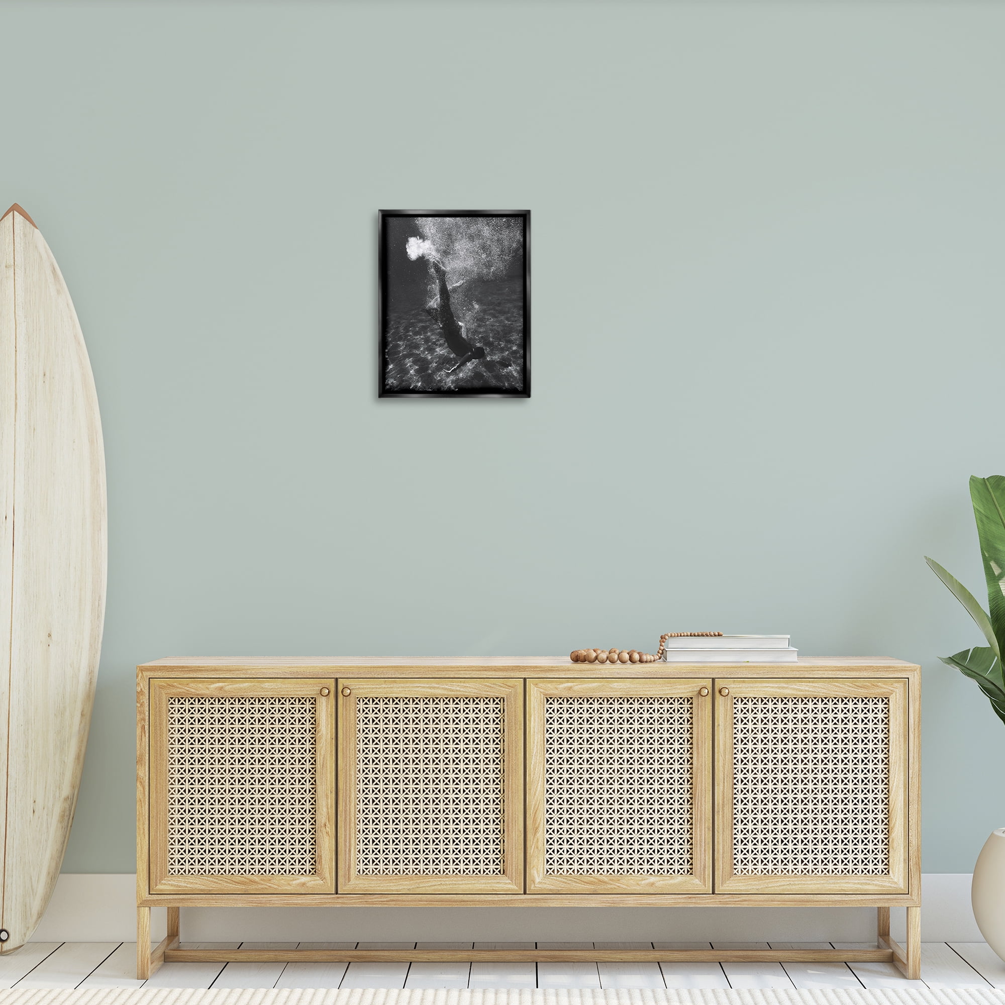 Stupell Industries Deep Ocean Diving Novelty Photography Black Floater Framed Canvas Art Print Wall Art, 17 x 21