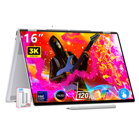 HP OmniBook 7 Flip 16" 2-in-1 AI Laptop - Intel Evo Platform Powered by Intel Core Ultra 7 258V - Copilot+ PC - 3K OLED Touchscreen - 32GB Memory - 1TB SSD - Windows 11 Home W/128GB PSD