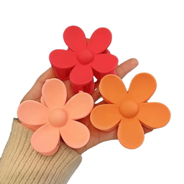Pinzas de garra de flores, pinzas grandes para el pelo para mujeres y niñas, pelo grueso, 12 colores, pinzas para el pelo grandes mate, pinzas antideslizantes para sujetar el pelo, pinzas para el