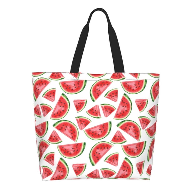 Disketp Hand Drawn Watermelon Bolsa Tote Estampada para Mujer, Bolso de Hombro y de Mano para Compras y Viajes
