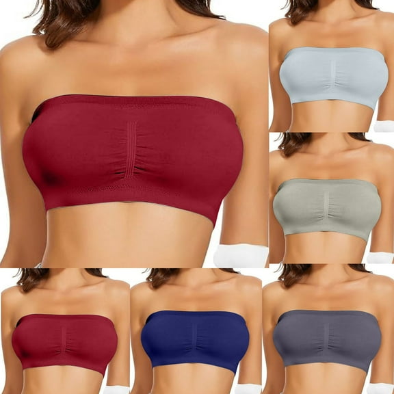 QNANSPI Women's Plus Size Bras,Strapless Bra,Convertible Strapless Bra Wireless Comfortable Push Up Support Seamless Breathable Removable Strap Bandeau