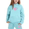 thumbnail image 3 of Mercatoo Girls Boys Sweatsuit Set Cute Heart Print Hooded Sweatshirt and Jogger Sweatpants with Pocket Kids 2 Piece Tracksui𝐭, 3 of 5