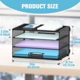 HIC 3Tier Polished Iron Mesh Desk File Organizer with Spacious Letter