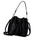 thumbnail image 2 of Qarigey Bolso tipo cubo con borla de piel sintética y cordón cruzado para mujer, bolso de hombro de color sólido, gris Bolsas de mensajero y de hombro Negro, 2 of 6