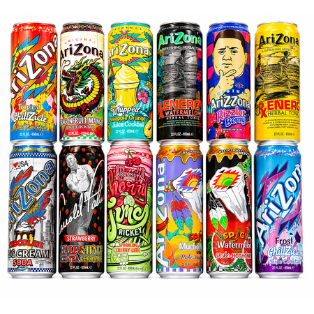 ICED TEA Drink Big Cans 22oz Variety 12 Pack | 12 Unique Fun Flavors | Iced Tea Drinks | Natural Flavors | 12 PACK