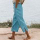 thumbnail image 2 of Ploknplq Linen Pants Women,Beach Vacation Clothes for Women,Lounge Pants Women,High Waisted Wide Leg Pants Elastic Straight Leg Long Pants,Joggers for Women,Cargo Joggers for Women Sky Blue S, 2 of 6