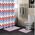 thumbnail image 1 of FMSHPON Stripes 4 Piece Bathroom Set Shower Curtain Bath Rug Contour Mat and Toilet Lid Cover, 1 of 8