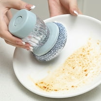Soap Dispensing Scrub Brush, Dish Scrubber, Ergonomic Grip Palm Brush for Kitchen Sink, Pots, Pans, Non-Slip TPR Handle