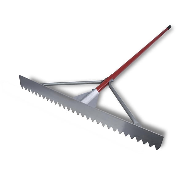 MARSHALLTOWN RED700102 Braced Asphalt Lute Rake, 36 Inch, Spreads and Levels Hot Asphalt, 36 Inch Sharp Magnesium Blade, 84 Inch Aluminum Handle