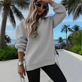 thumbnail image 6 of FAIWAD Sweatshirt for Women Long Sleeve Zipper Slit Oversized Pullover Casual Side Slits Drop Shoulder Sweatshirts, 6 of 9