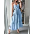 thumbnail image 4 of Women'S Shalterneck Maxi Dress Summer Sleeveless Dress Casual Boho Backless Flowy Long Dresses Blue XL, 4 of 6