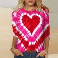 thumbnail image 2 of Long Sleeve Shirts for Women Valentines Day Shirts for Love Heart Print 3/4 Sleeve Tops Cotton Crewneck Pullover Blouse Gifts Tunic Tshirt Long Sleeve Tops, 2 of 5