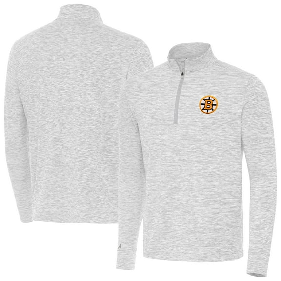 Men's Antigua Gray Boston Bruins Cause Quarter-Zip Jacket