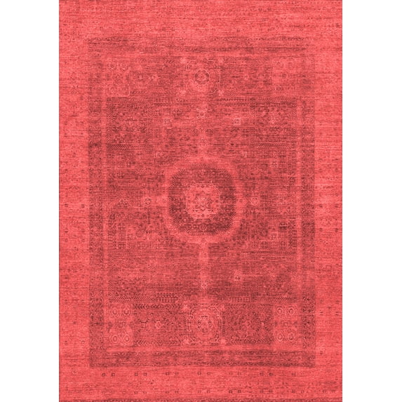 Ahgly Company Machine Washable Indoor Rectangle Abstract Red Modern Area Rugs, 8' x 12'
