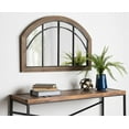 thumbnail image 2 of Kate and Laurel Haldron Traditional Wood Arch Mirror, 24" x 36", Rustic Brown, Shabby-Chic Rustic Windowpane Mirror with Decorative Metal Fretwork, 2 of 4
