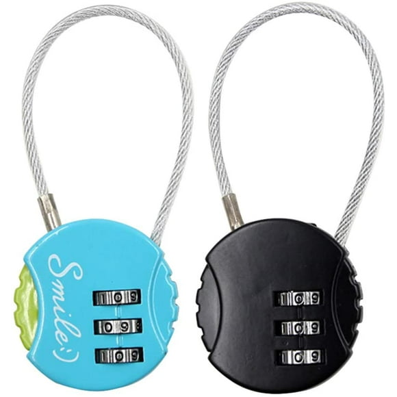 2PCS Combination Backpack Lock Travel Antitheft Metal Steel Wire Password Lock Suitcase Luggage Lock for Outdoor (Random Color)