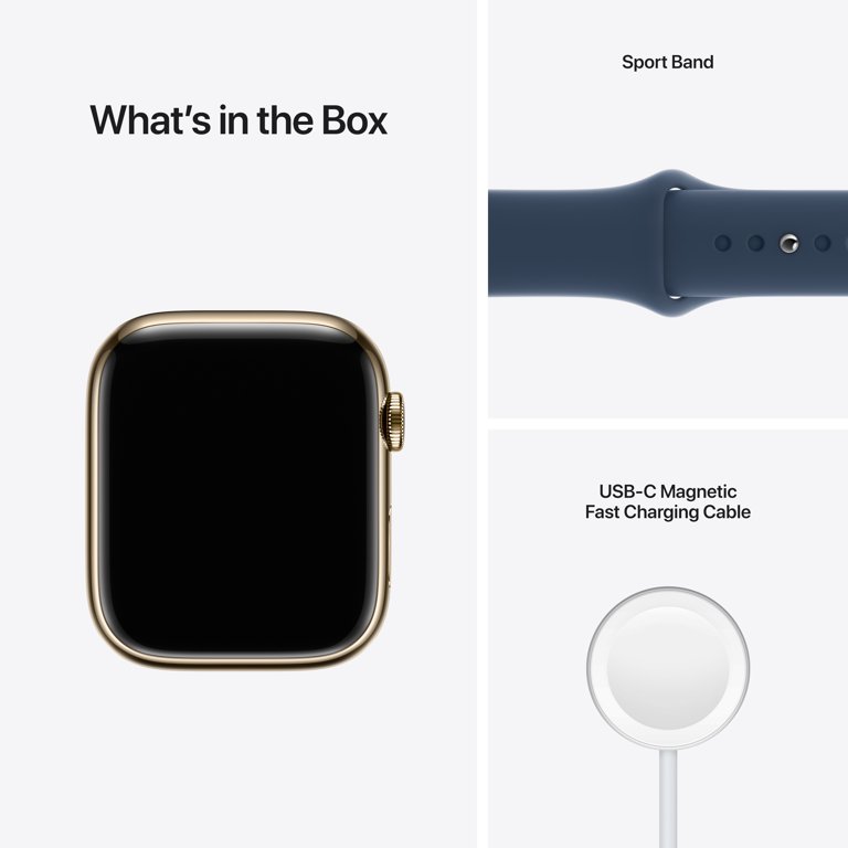 Apple Watch Series 7 Gen 7, 45mm Gold Stainless Steel, Abyss