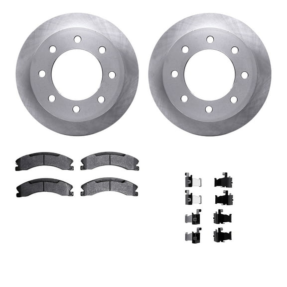 Dynamic Friction Company Rear Brake Rotors with Heavy Duty Brake Pads includes Hardware 6212-48073