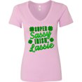 thumbnail image 3 of Inktastic Super Sassy Irish Lassy with Green 4 Leaf Clovers Women's V-Neck T-Shirt, 3 of 5