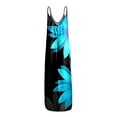 thumbnail image 4 of CHUANK Femmes Boho Maxi Robe Grande Taille Cravate-Dy Gradient Jupe Longue Robe Décontractée O-Cou Été Creux Manches Maxi Longue Robe Uni Imprimé Plage Longue Robe Bleu, 4 of 5