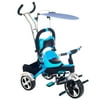 Tricycle Stroller Bike, 3-1 Stroller with Removable Canopy and Stroller Organizer by Hey! Play!, Ride on Toys for Boys and Girls, 1 - 5 Year Old, Blue