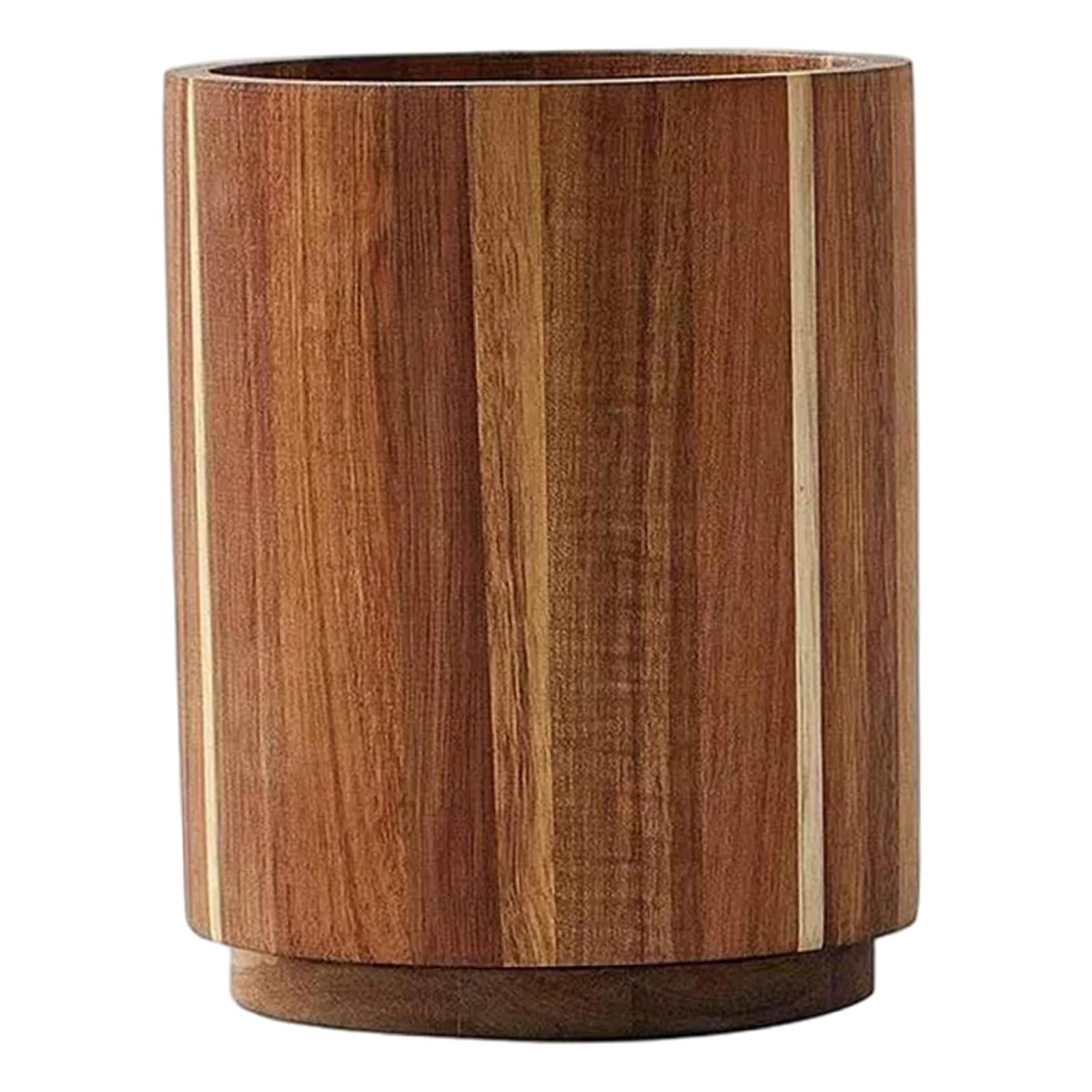 ZOURIH 1 Pack Wooden Utensil Holder for Kitchen Counter, 360° Rotating 5.7" Wooden Cooking Utensil Crock for Countertop, Farmhouse Kitchen Decor