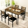 thumbnail image 2 of MIERES 5-Piece Dining Set: Solid Wood Dining Table with 4 PU Leather-Upholstered Chairs, Modern Dining Set, Small Dining Table, Ideal for Breakfast Nooks, Apartments, and Kitchens, Brown, 2 of 9