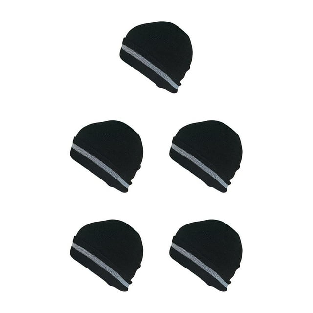 crativent Skull Caps for Men Reflective Liner Winter Beanie Thermal Multifunction Windproof Coldness for Protection Cycling Skiing Black 5Set