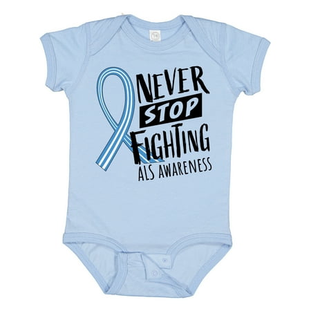 

Inktastic Never Stop Fighting ALS Awareness Gift Baby Boy or Baby Girl Bodysuit