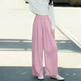 thumbnail image 2 of Lenpel Girls' Wide Leg Pants Lightweight Elastic High Waisted Flowy Palazzo Pants Streetwear Casual Trousers with Pockets, 2 of 6