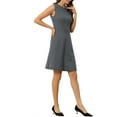 thumbnail image 4 of INSPIRE CHIC Vestido sin mangas de corte ajustado y acampanado de cuadros houndstooth por encima de la rodilla XS azul marino, 4 of 6