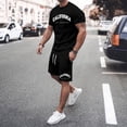 thumbnail image 2 of Afdoent Mens Two Piece Outfits Men's Large Summer Short Sleeved T Shirt And Shorts Suit Men's Casual Fashion Theme Suit Basic Retro Street Wear Summer Vacation Outfits For Men, 2 of 5