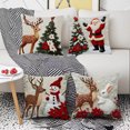 thumbnail image 3 of Funda de cojín navideña de 18 x 18 pulgadas con renos de Papá Noel y cremallera oculta, funda de cojín con árbol y muñeco de nieve, 3 of 7