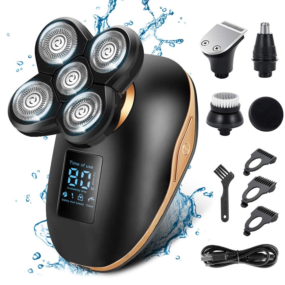 Electric Shavers for Men, 5 in 1 Head Shavers for Bald LED Electric