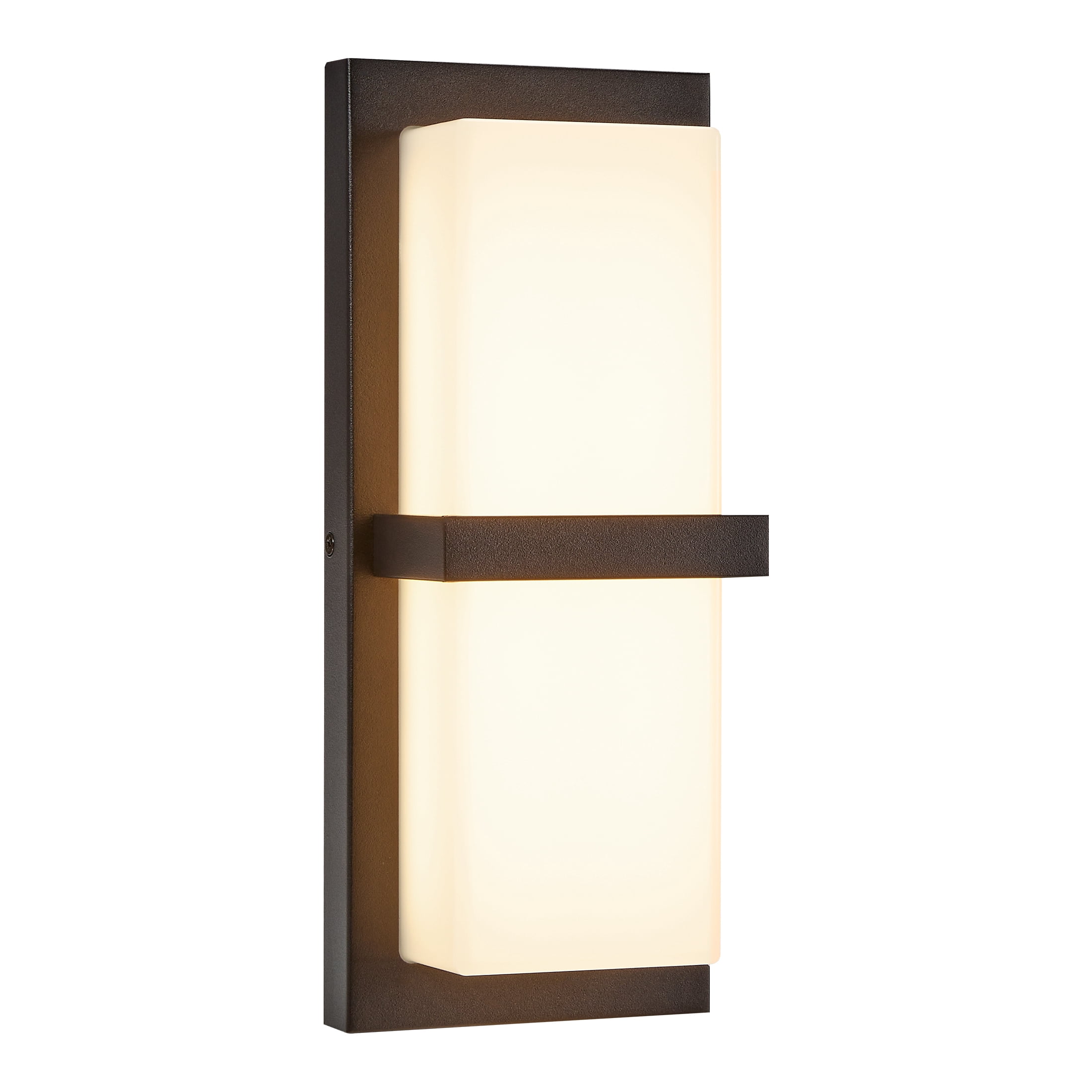 Maxxima LED Outdoor Wall Light, Black w/ Horizontal Bar & Frosted Lens, Modern Porch Light, 1000 Lumens, 5 CCT 2700K-5000K