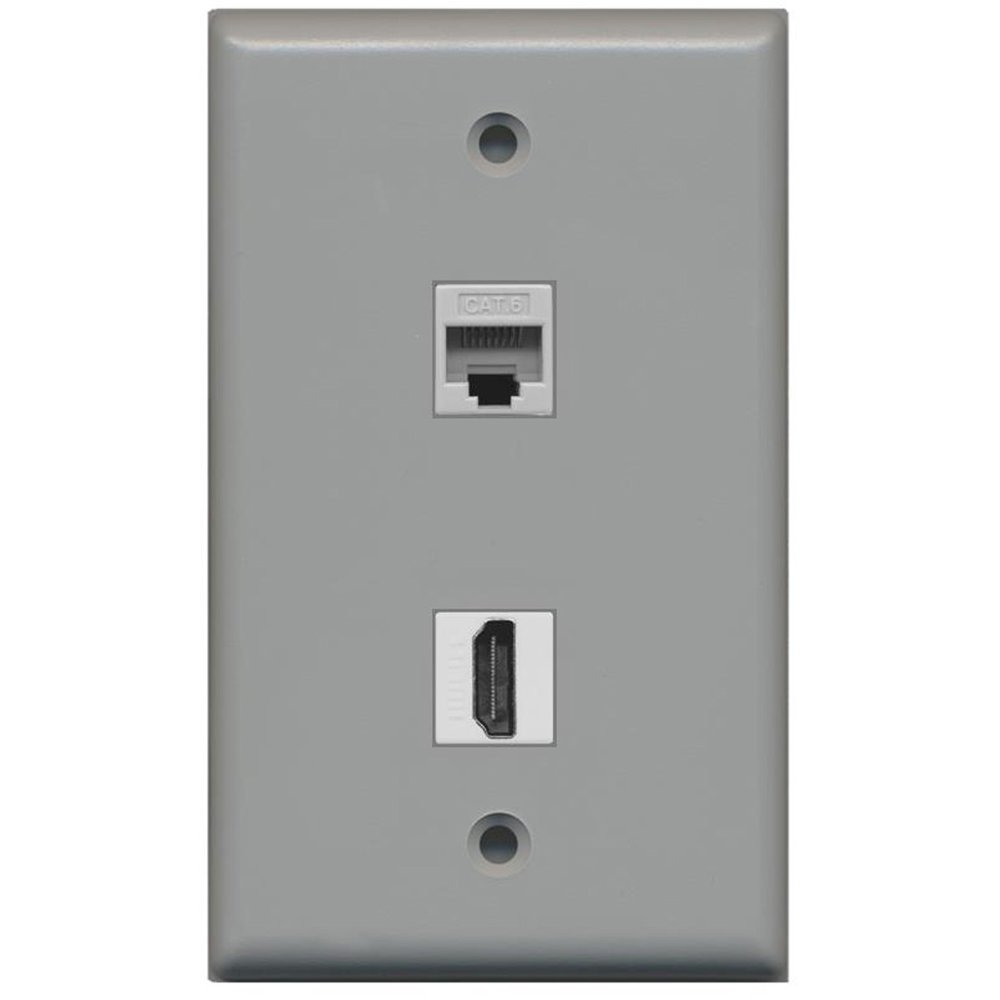 RiteAV 1 Cat6 and 1 HDMI Port Wall Plate Gray Walmart