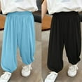 thumbnail image 3 of Tao Tao Kids Boys Girls Breathable Quick Dry Ice Silk Pants,Unisex Loose Solid Anti-Mosquito Pants Elastic Waist Pants Cuffed Ankles Trousers 2pcs Sky Blue 4 Years, 3 of 3