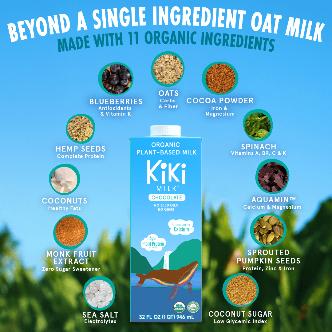 Chocolate Kiki Milk - Organic Plant-Based Milk - Shelf Stable - (32 oz pack of 6)