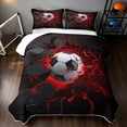 thumbnail image 2 of Manfei Soccer Sports Twin Quilt Set, Neon Lightning Twin Coverlet Set, Teal Crack Glow, Black Reversible 2 Pieces, 1 Bedspread and 1 Pillowcase, 2 of 7