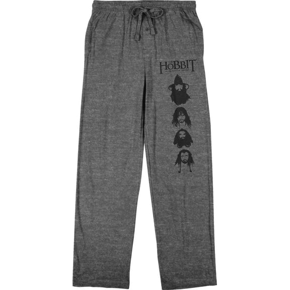 The Hobbit Character Head Silhouettes Men's Gray Sleep Pajama Pants-XL