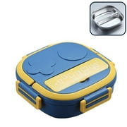 Two Grid Portable School Lunch Box Bento Thermal Insulated Food Container Stainless Steel Insulated Square Lunch Box for Healthy Travel Office for Girls Boys?Blue?