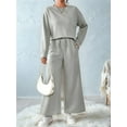 thumbnail image 3 of Women'S Autumn Two-Piece Suit Long-Sleeved Pullover Wide-Leg Pants Matching Casual Set Fashion Clothing Grey XL, 3 of 5
