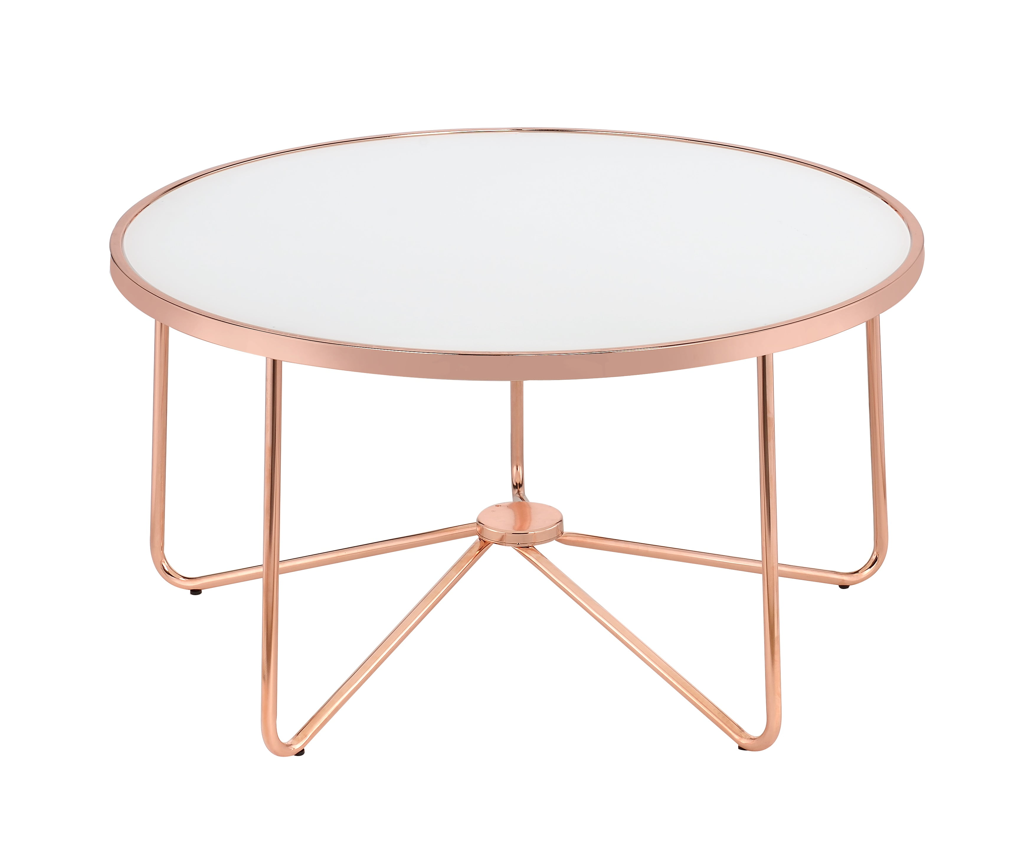 Acme Alivia White Gl Coffee Table Rose Gold Base 34 W Acme Alivia White Gl Coffee Table Rose Gold Base 34 W