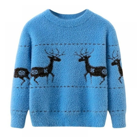 

Cartoon Fawn Printed Long Sleeve Sweaters for Boys And Girls 2-7Y