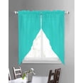 thumbnail image 3 of Turquoise Swag Valances for Windows, Modern Pure Turquoise Rod Pocket Sheer Valances for Large Windows, Swag Toppers Light Filtering for Kitchen Living Room 2 Panels 36''x63'', 3 of 6