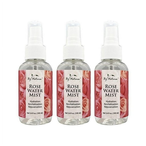 By Natures Rose Water Mist Travel Size 3.4 oz (3 PACK)