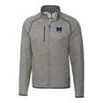 thumbnail image 2 of Men's Cutter & Buck  Heather Gray Michigan Wolverines Alumni Logo Mainsail Sweater-Knit Full-Zip Jacket, 2 of 3