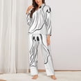 thumbnail image 2 of Pofeuu Cute Ghost Simple Drawing Print Womens Pajamas Set Long Sleeve Sleepwear Button Down Nightwear Soft Pj Lounge Sets Button Down Pajamas Women-Large, 2 of 7