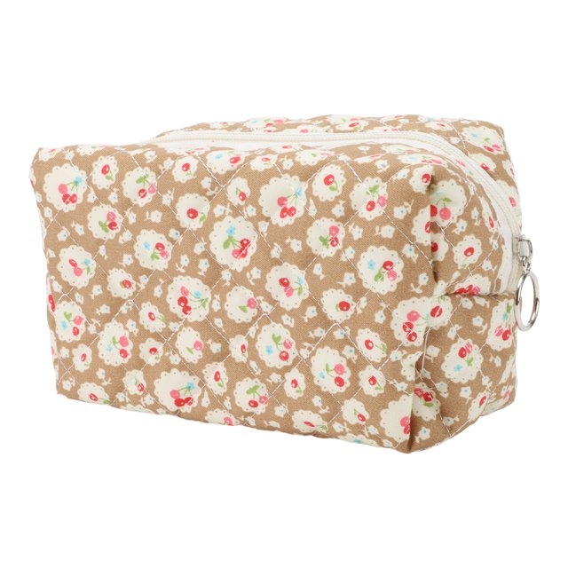 Ofertas Únicas 1 Pc Bolsa de Maquillaje Portátil para Mujeres Cereza para Viajes Vacaciones Bodas Camping Algodón Marrón